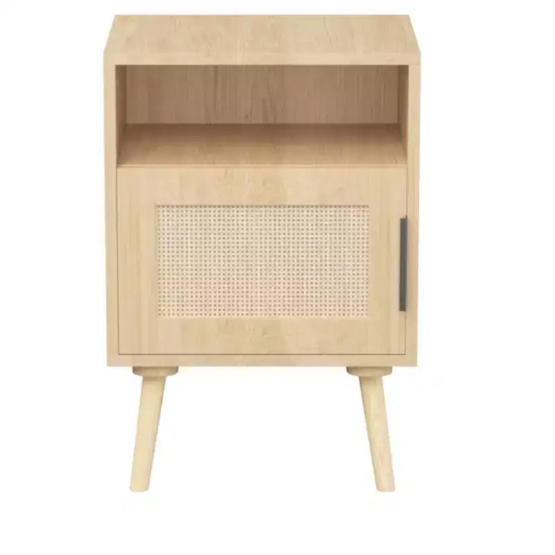 Comodino in Rattan con Ripiano Aperto, Estetica Moderna e Naturale
