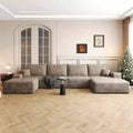 MAYEERTY 135 Cloud Sofa + Ottoman Camel - 135 + Ottoman, Corduroy, U-Shaped, No Assembly, for Living Room