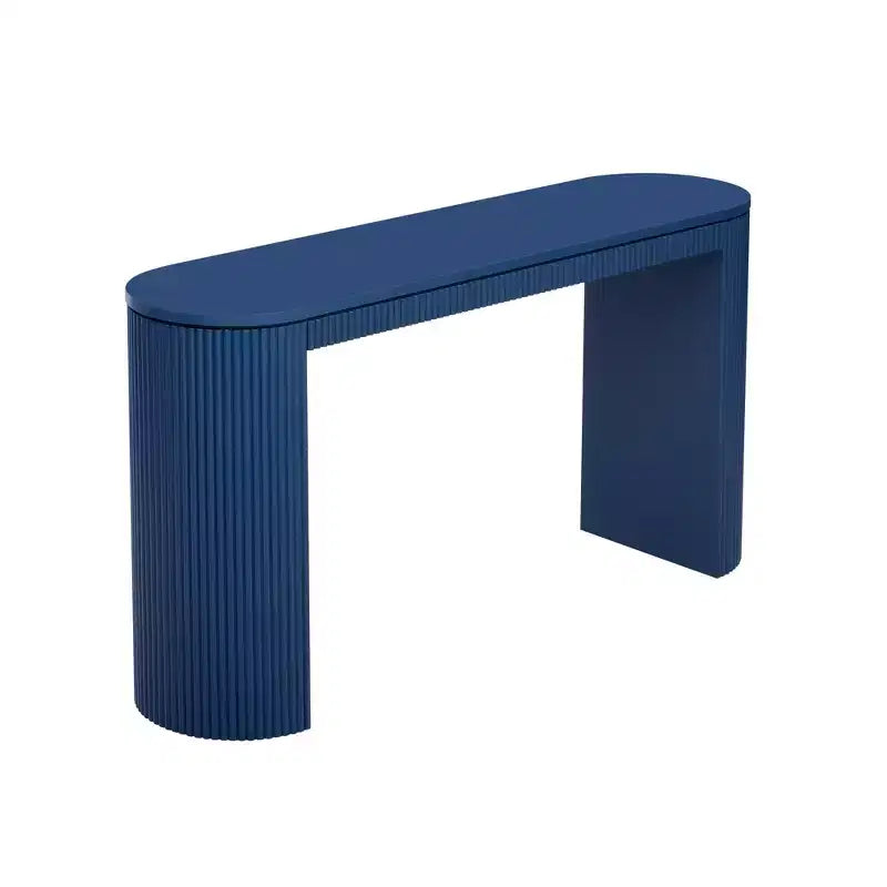 Consolle stretta con gambe ricurve e piano a righe verticali