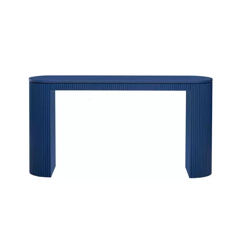 Consolle stretta con gambe ricurve e piano a righe verticali
