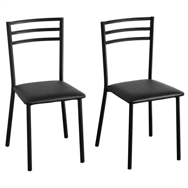 VECELO Set of 2/4 Upholstered Dining Chairs Metal Slat High Back Chair Modern Cushioned Seat Black