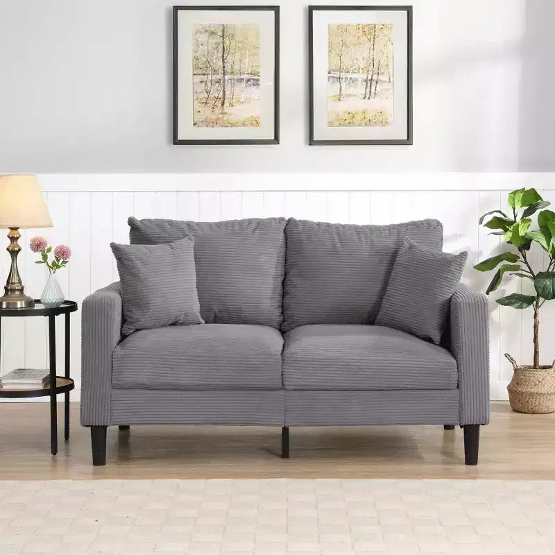MAYEERTY Modern Upholstered Wooden Frame Loveseat Sofa Comfy for Small Space Living Room Bedroom Light Gray