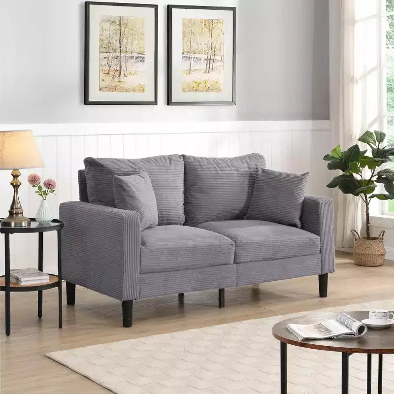 Divanetto imbottito moderno, Struttura in legno, Grigio chiaro