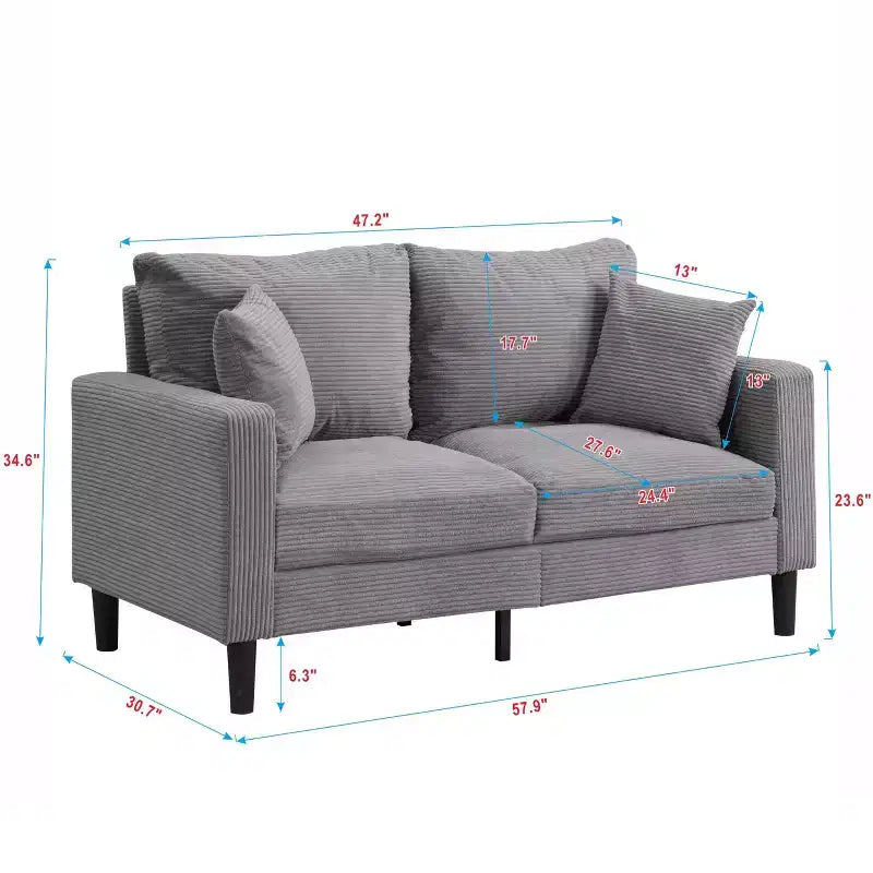 Divanetto imbottito moderno, Struttura in legno, Grigio chiaro