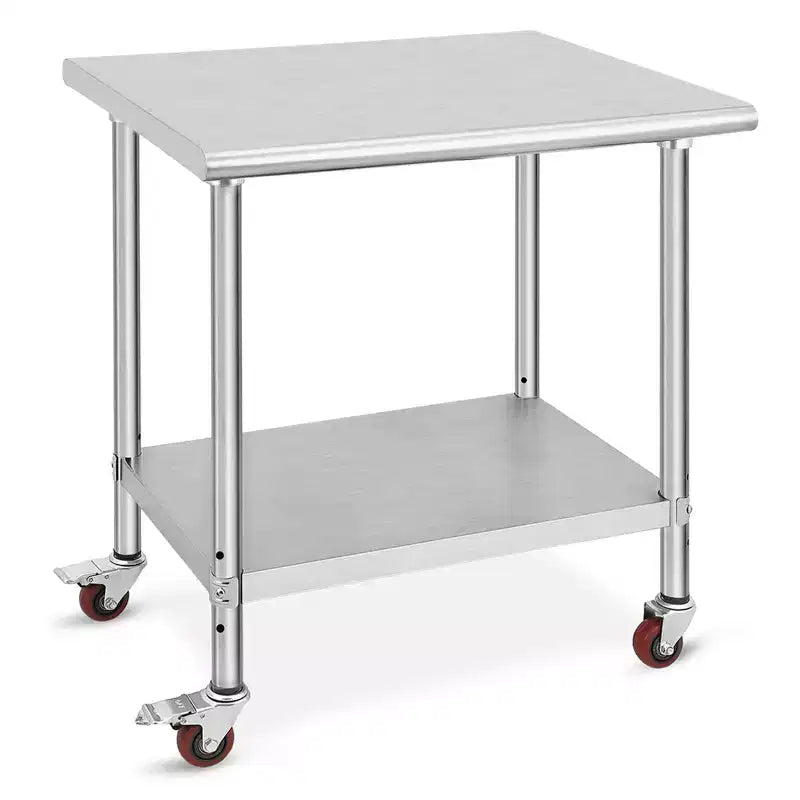 Stainless Steel Table, Heavy-Duty Metal Commercial Prep Table with Open Storage Racks for Restaurant Kitchens, Home, Hotels, Food Preparation