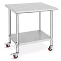 Stainless Steel Table, Heavy-Duty Metal Commercial Prep Table with Open Storage Racks for Restaurant Kitchens, Home, Hotels, Food Preparation