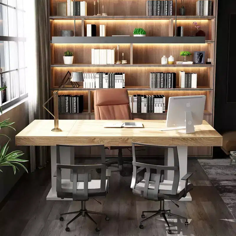 Scrivania da Pranzo e Ufficio a Due Colonne, Ampia Superficie, Design Moderno