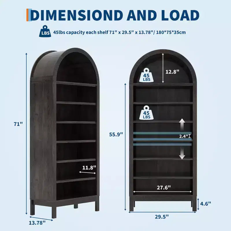 Mobile scarpiera ad arco alto 180 cm per ingresso, organizer per scarpe in legno a 7 ripiani con mensole regolabili, mobile espositivo moderno per corridoio e camera da letto