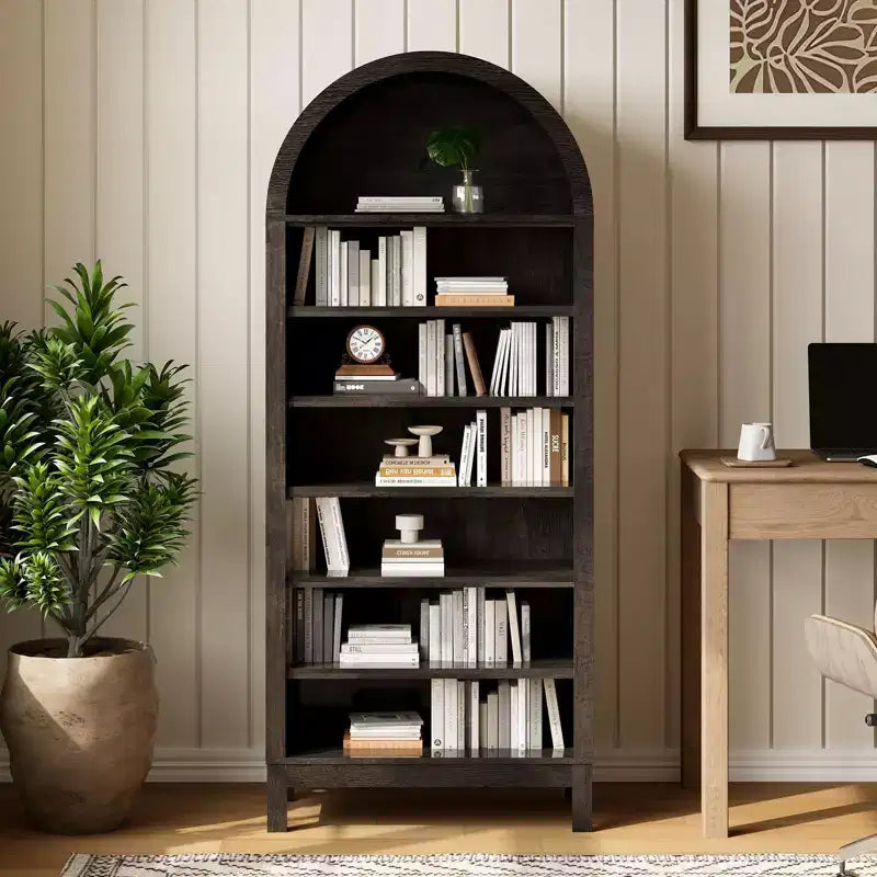 Mobile scarpiera ad arco alto 180 cm per ingresso, organizer per scarpe in legno a 7 ripiani con mensole regolabili, mobile espositivo moderno per corridoio e camera da letto