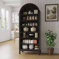 71in Tall Arched Shoe Storage Cabinet for Entryway, 7 Tier Wood Shoe Organizer with Adjustable Shelves, Modern Display Cabinet for Hallway Bedroom