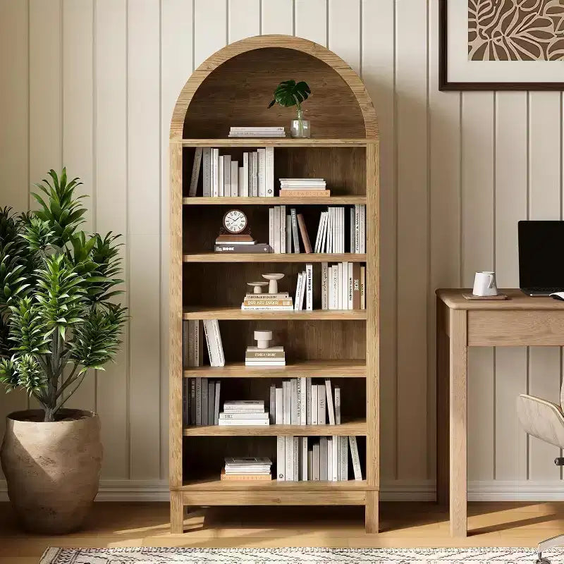 Mobile scarpiera ad arco alto 180 cm per ingresso, organizer per scarpe in legno a 7 ripiani con mensole regolabili, mobile espositivo moderno per corridoio e camera da letto