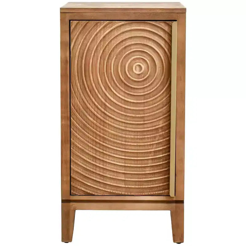 Tavolino con contenitore Geometric Ripple, moderno retrò, finitura naturale