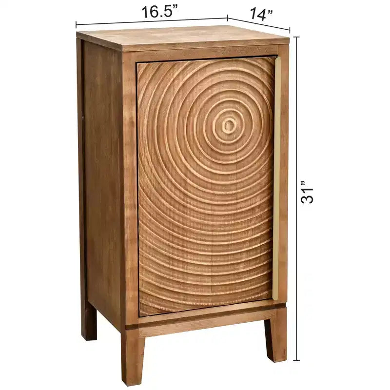 Tavolino con contenitore Geometric Ripple, moderno retrò, finitura naturale