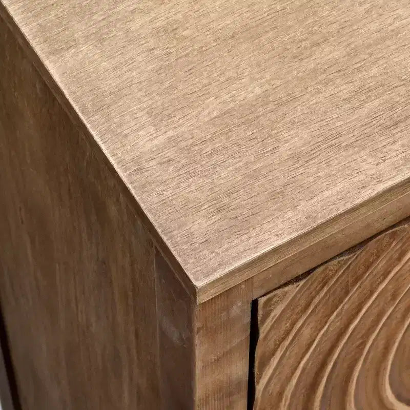Tavolino con contenitore Geometric Ripple, moderno retrò, finitura naturale