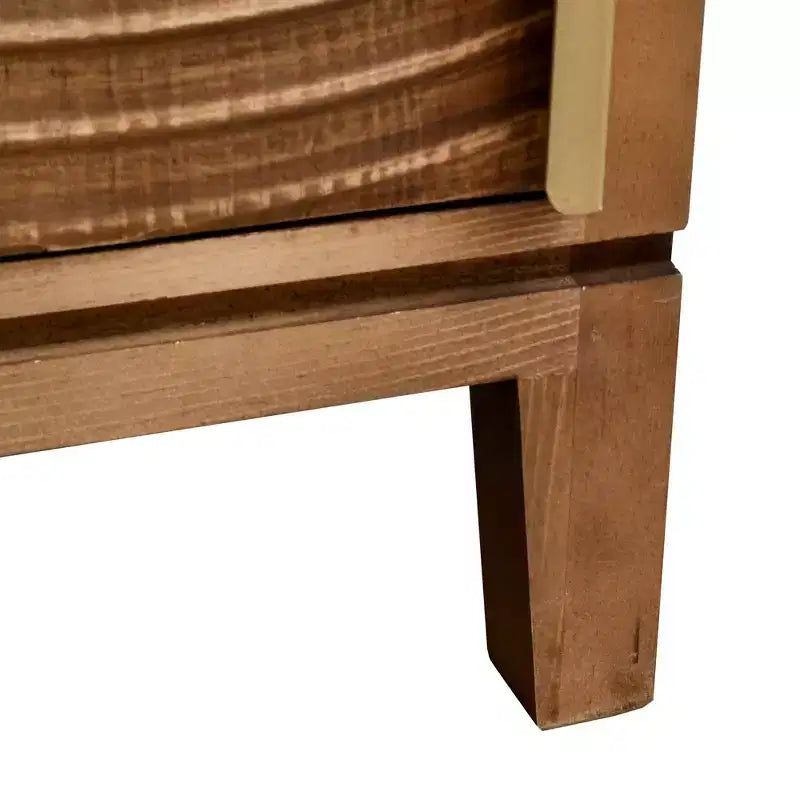 Tavolino con contenitore Geometric Ripple, moderno retrò, finitura naturale