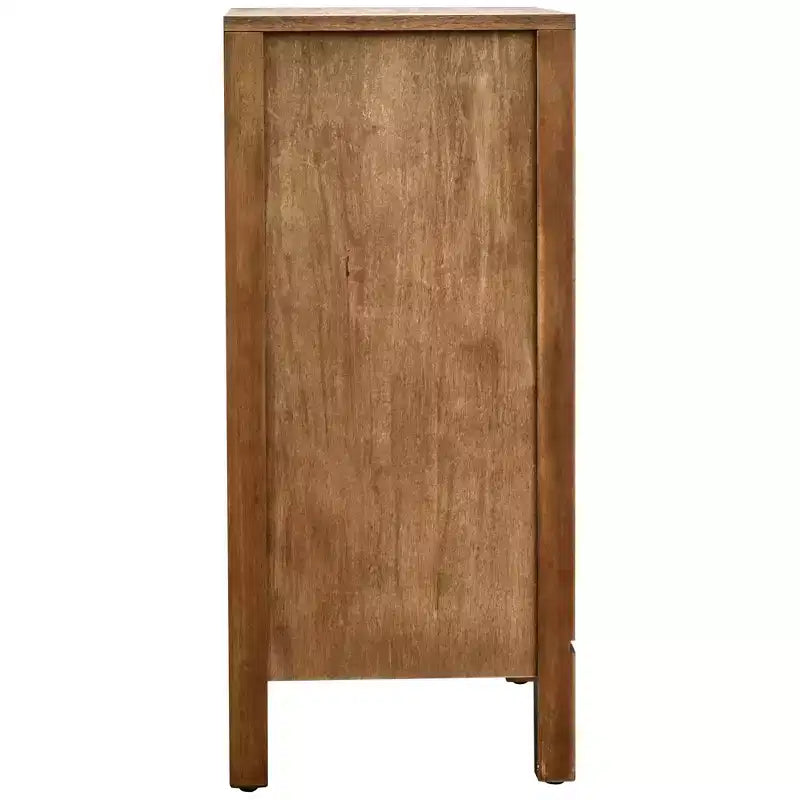 Tavolino con contenitore Geometric Ripple, moderno retrò, finitura naturale