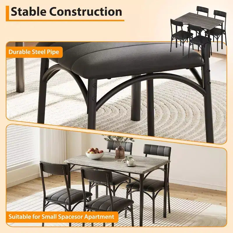 Sedia da Pranzo Industriale, Angolo Colazione, Sedie da Pranzo Ergonomiche Addensate, Mobile con Struttura in Legno per Appartamento