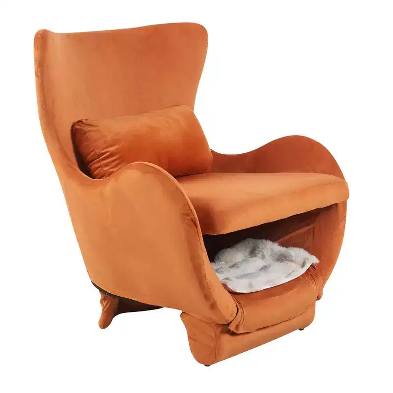 Poltrona Accent in Velluto con Spazio Pet-Friendly, Sedia a Sdraio 2-in-1