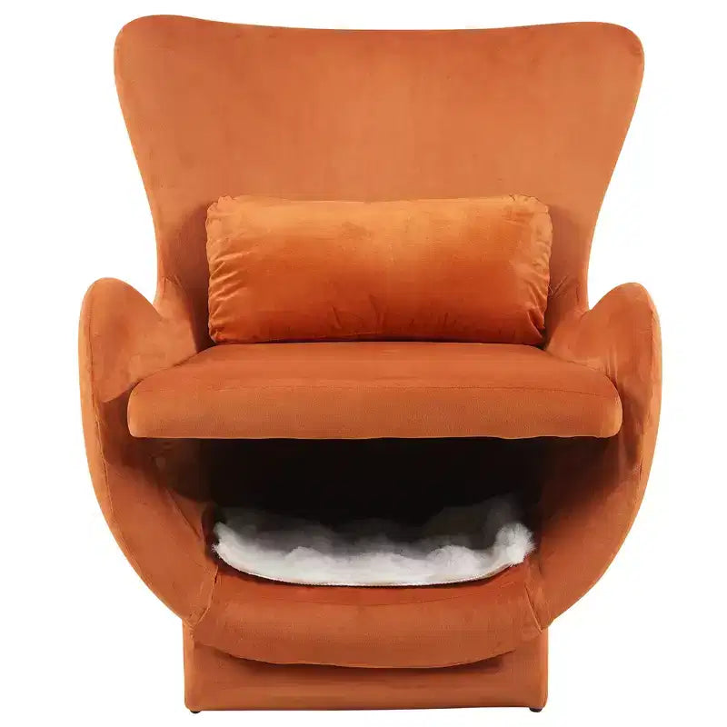 Poltrona Accent in Velluto con Spazio Pet-Friendly, Sedia a Sdraio 2-in-1