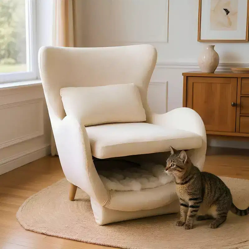Poltrona Accent in Velluto con Spazio Pet-Friendly, Sedia a Sdraio 2-in-1