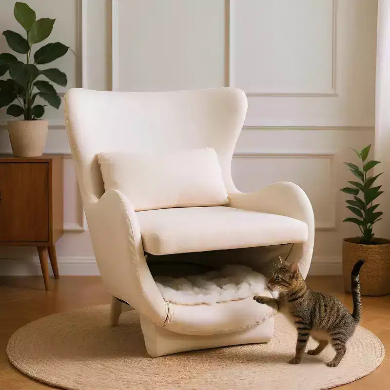 Poltrona Accent in Velluto con Spazio Pet-Friendly, Sedia a Sdraio 2-in-1