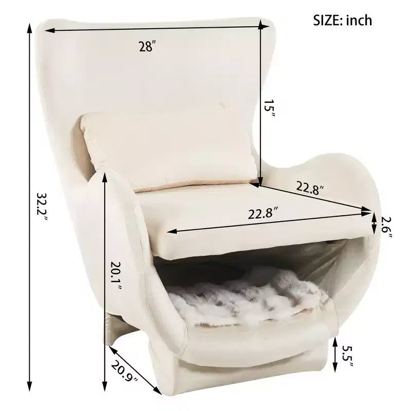 Poltrona Accent in Velluto con Spazio Pet-Friendly, Sedia a Sdraio 2-in-1