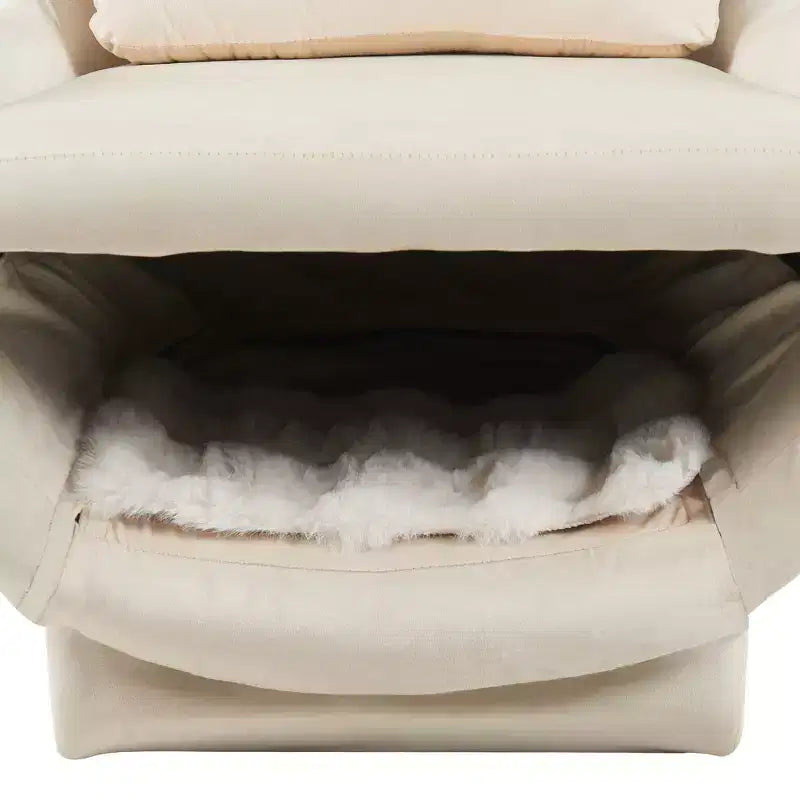 Poltrona Accent in Velluto con Spazio Pet-Friendly, Sedia a Sdraio 2-in-1
