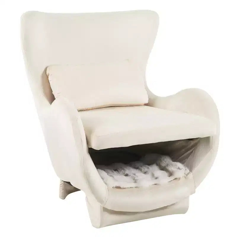 Poltrona Accent in Velluto con Spazio Pet-Friendly, Sedia a Sdraio 2-in-1