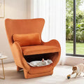 Poltrona Accent in Velluto con Spazio Pet-Friendly, Sedia a Sdraio 2-in-1