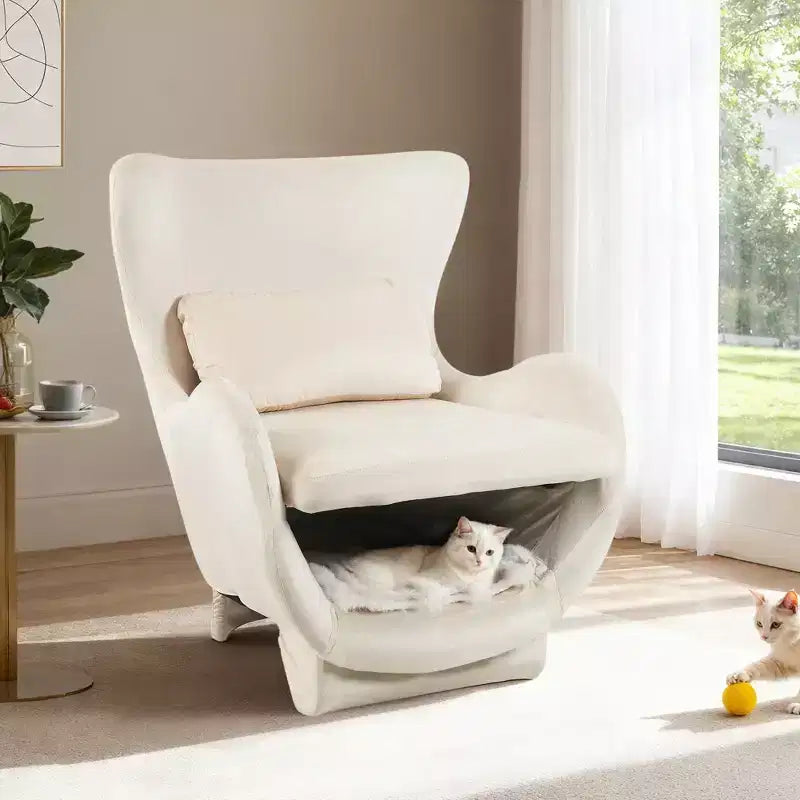 Bestier Accent Chair with Pet Friendly Space, 2 in 1 Velvet Lounge Chair, Upholstered Back Leisure Single Sofa Chair for Living Room Office