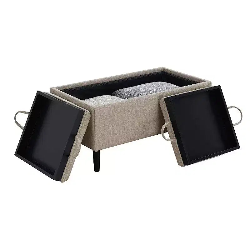 HomeStock Comfort Magnolia Storage Ottoman with Trays