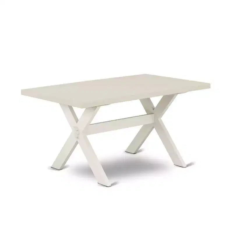 Tavolo da pranzo spazzolato bianco lino con 4 sedie, legno massello
