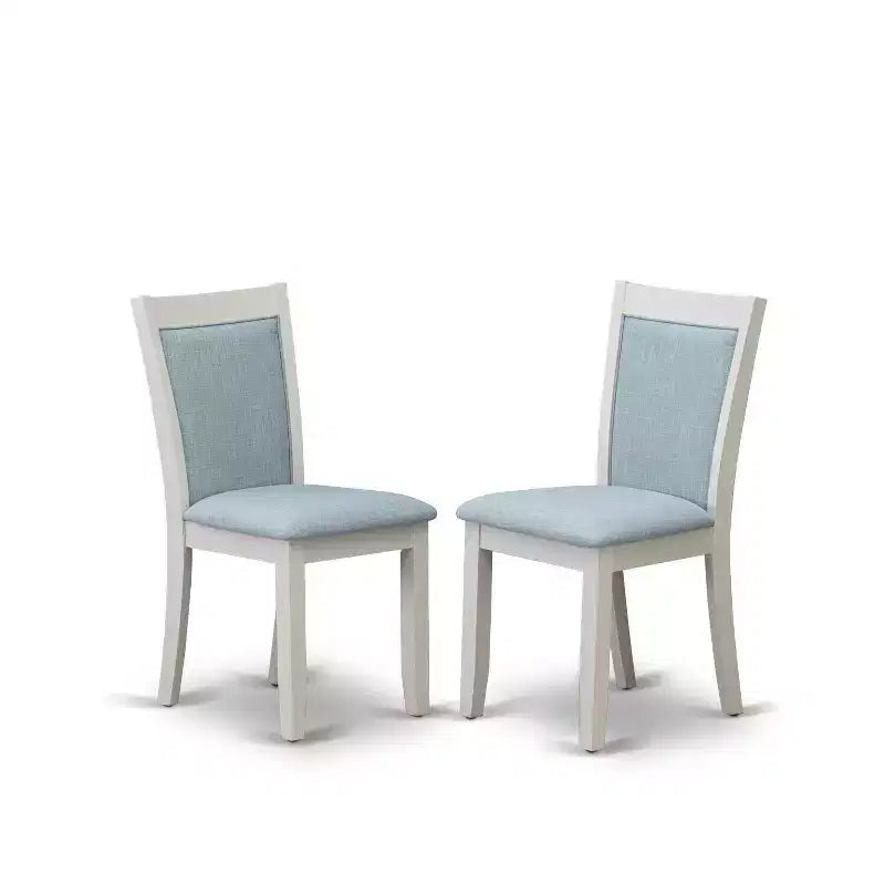 Tavolo da pranzo spazzolato bianco lino con 4 sedie, legno massello