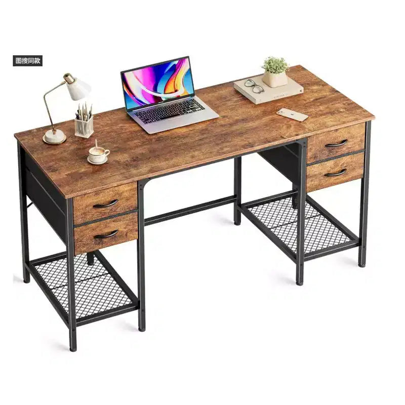 MAYEERTY Computer Desk 4 Drawers Mesh Shelves Home Office Desk