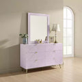 Royal Hampton Accent Dresser Mirror, Sleek Square Wood Frame, 34x39 Glossy Pink