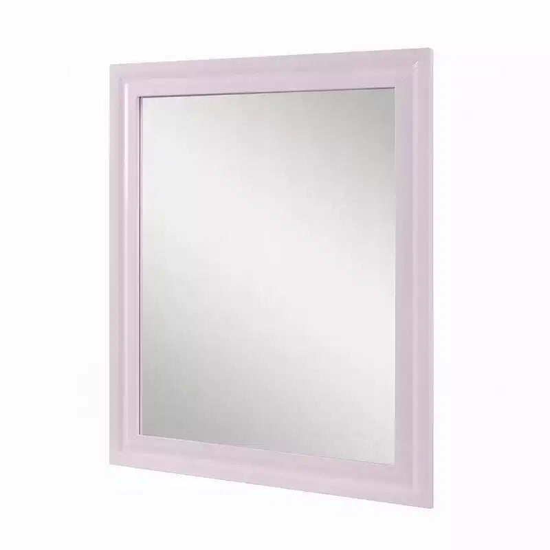 Specchio Accent da Comodino, Cornice Quadrata in Legno, Rosa Lucido 34x39