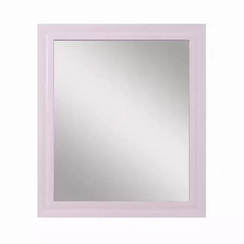Specchio Accent da Comodino, Cornice Quadrata in Legno, Rosa Lucido 34x39