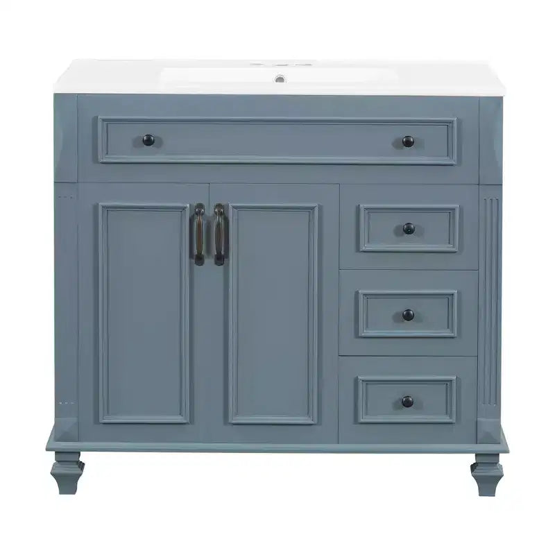 Mobile bagno da 90 cm con lavabo, 3 cassetti, ante a chiusura ammortizzata, ferramenta dorata