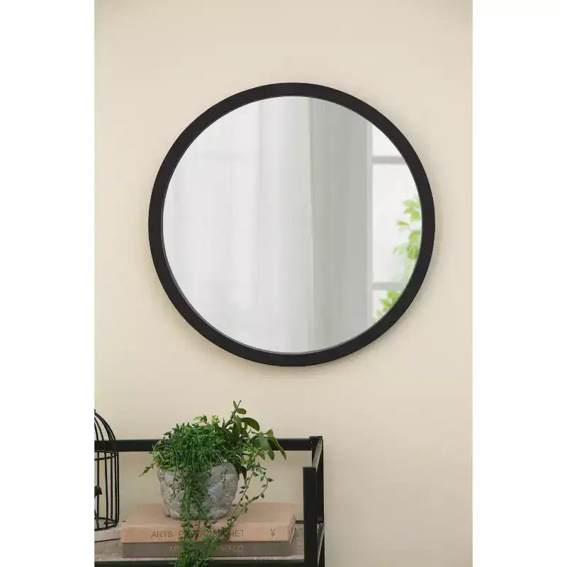 Specchio da Parete Rotondo da 50 cm con Cornice in Legno, Bagno e Camera da Letto