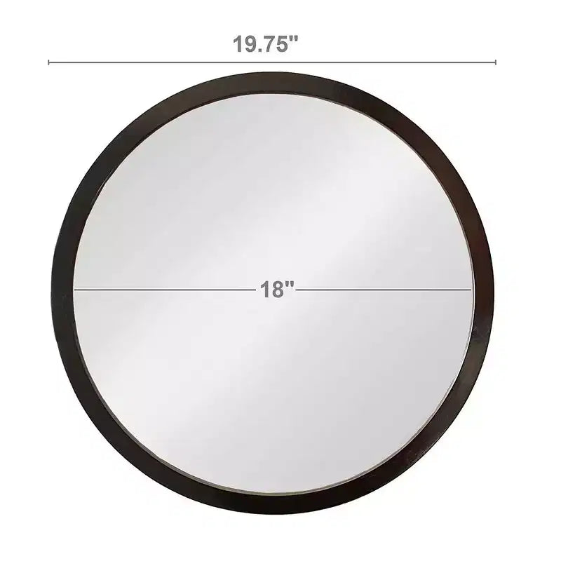 Specchio da Parete Rotondo da 50 cm con Cornice in Legno, Bagno e Camera da Letto