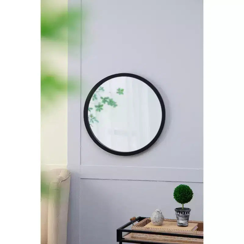 Specchio da Parete Rotondo da 50 cm con Cornice in Legno, Bagno e Camera da Letto