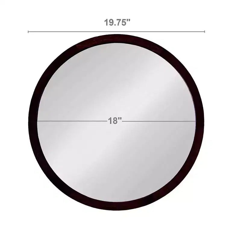 Specchio da Parete Rotondo da 50 cm con Cornice in Legno, Bagno e Camera da Letto