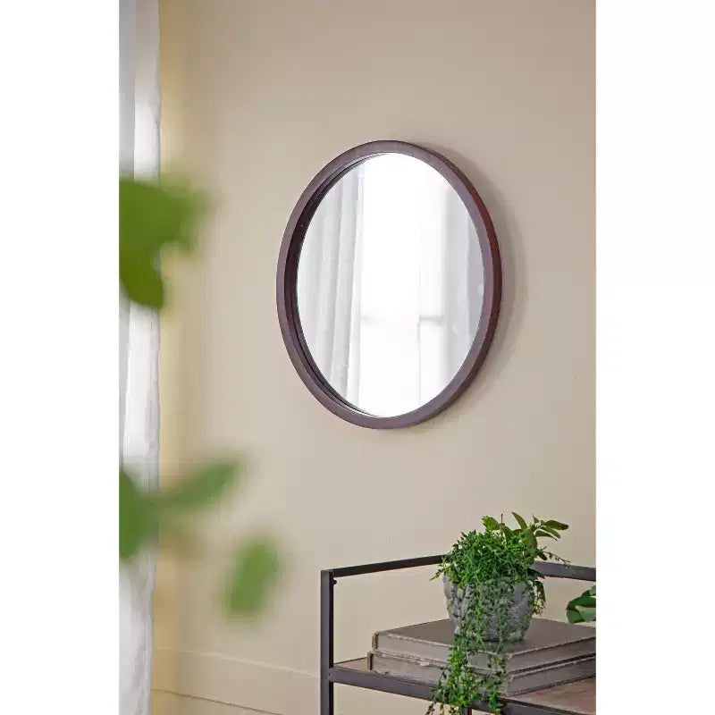 Specchio da Parete Rotondo da 50 cm con Cornice in Legno, Bagno e Camera da Letto