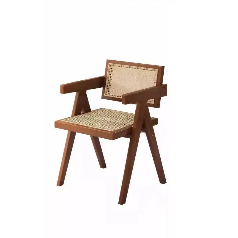 Sedia da pranzo Mid-Century in legno di gomma, finitura noce