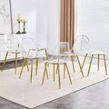 Set of 6 Transparent Armless Dining Chairs with Backrest, Modern Nordic Style for Kitchen, Dining, Living Room, or Office
