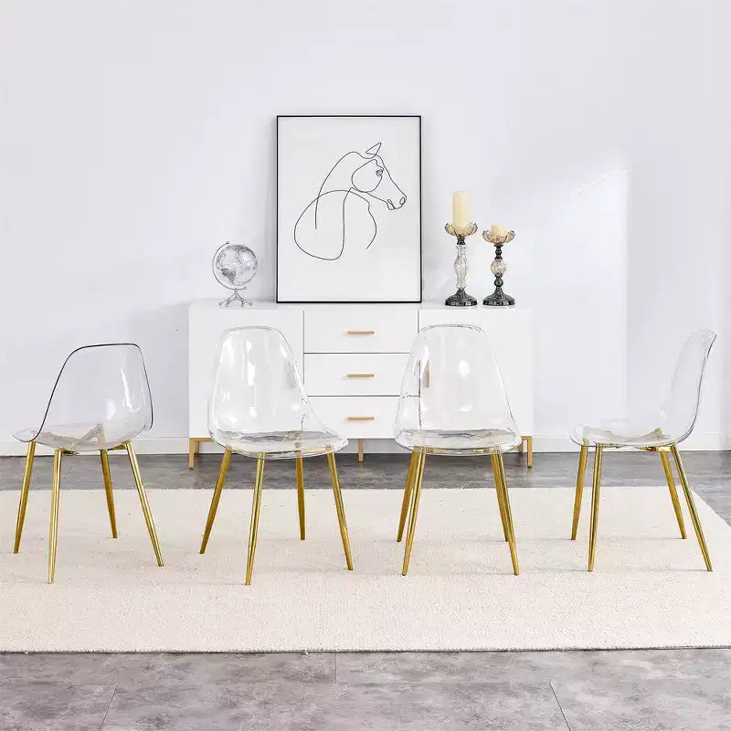 Sedie da Pranzo Trasparenti Senza Braccioli con Schienale, Stile Nordico Moderno per Cucina, Sala da Pranzo, Soggiorno o Ufficio