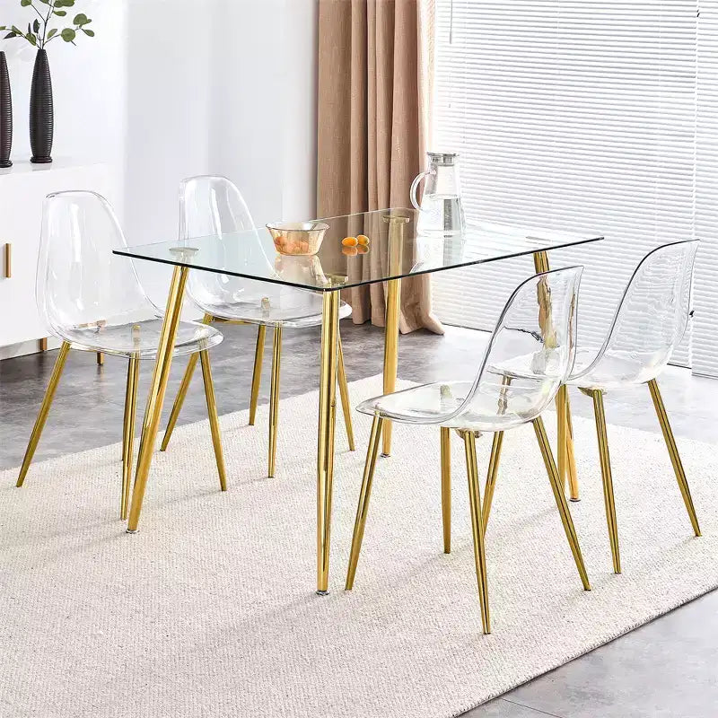 Sedie da Pranzo Trasparenti Senza Braccioli con Schienale, Stile Nordico Moderno per Cucina, Sala da Pranzo, Soggiorno o Ufficio