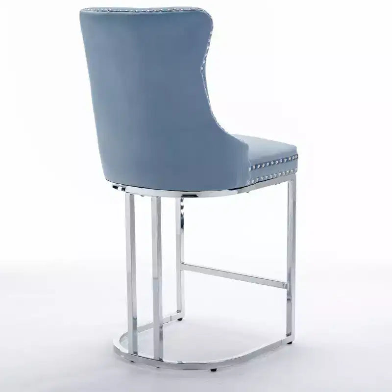 Sgabello da bancone in velluto da 26" con schienale trapuntato e base in metallo cromato