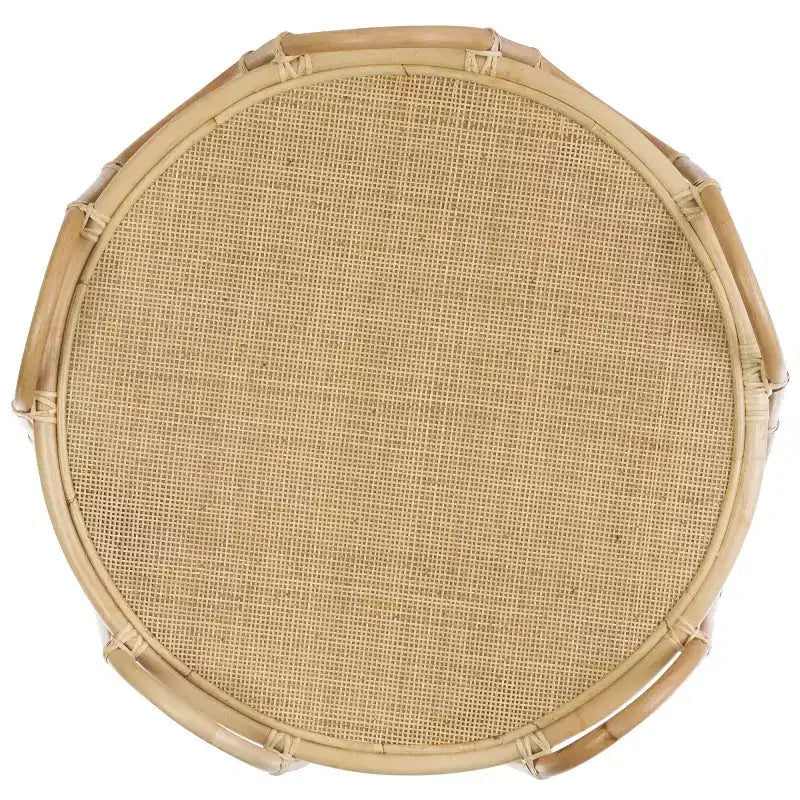 Tavolino rotondo in rattan, miele naturale, per interni
