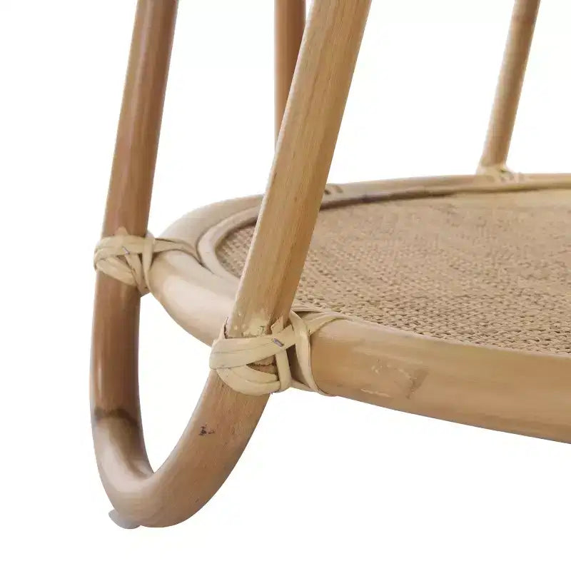 Tavolino rotondo in rattan, miele naturale, per interni